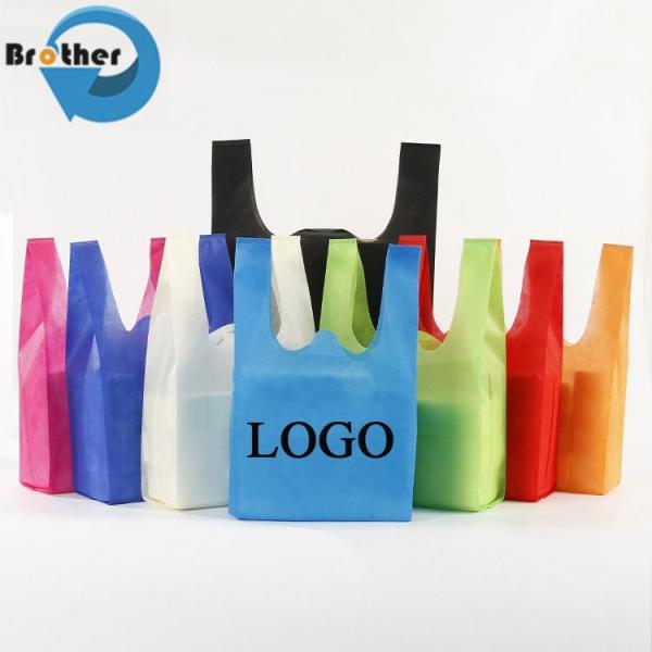 Supermarket Tote Ultrasonic Non-Woven T-Shirt Bag Custom Cheap Reusable PP Non Woven Fabric Shopping Bag