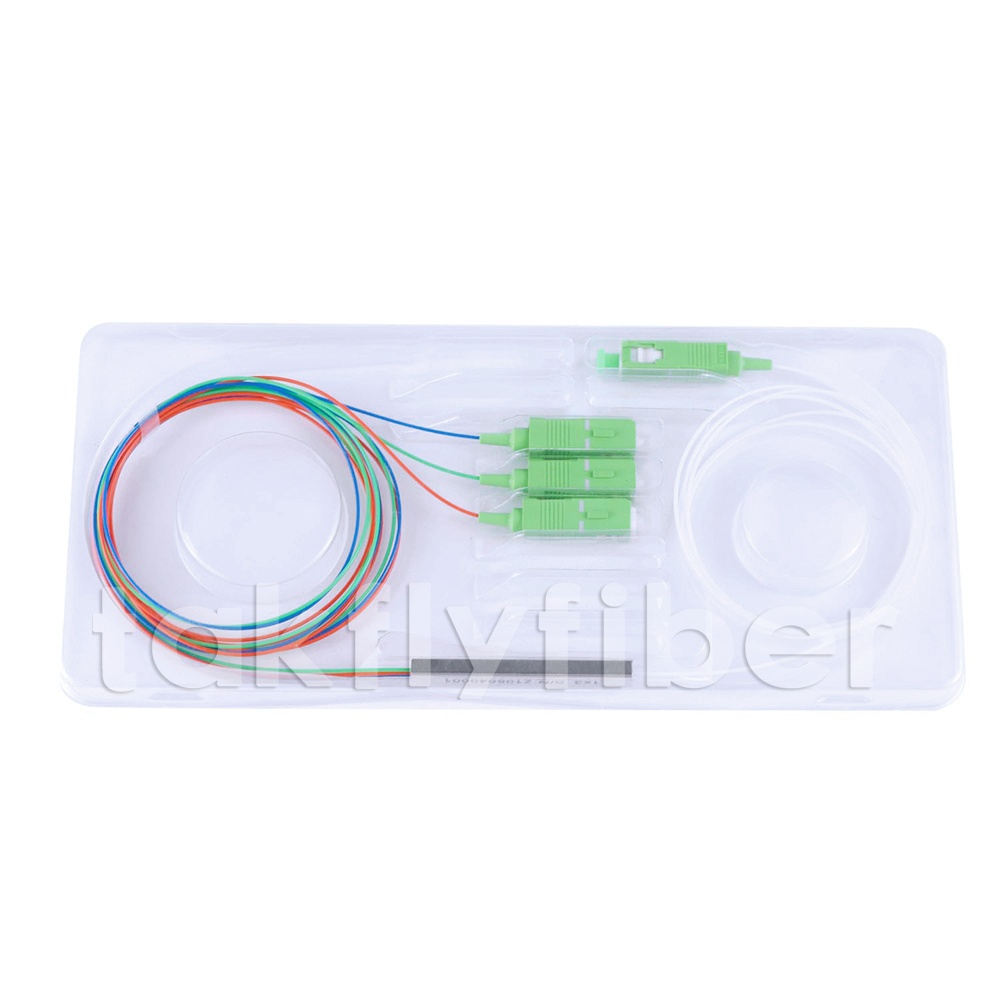 SC APC Blockless SM G657A1 трубки Splitter 0.9mm PLC оптического волокна 1x3 мини стальной