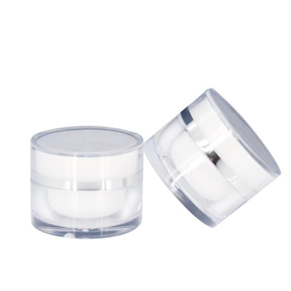 tarro de acrílico cosmético doble redondo de los envases blancos de lujo de la crema de cara 15g
