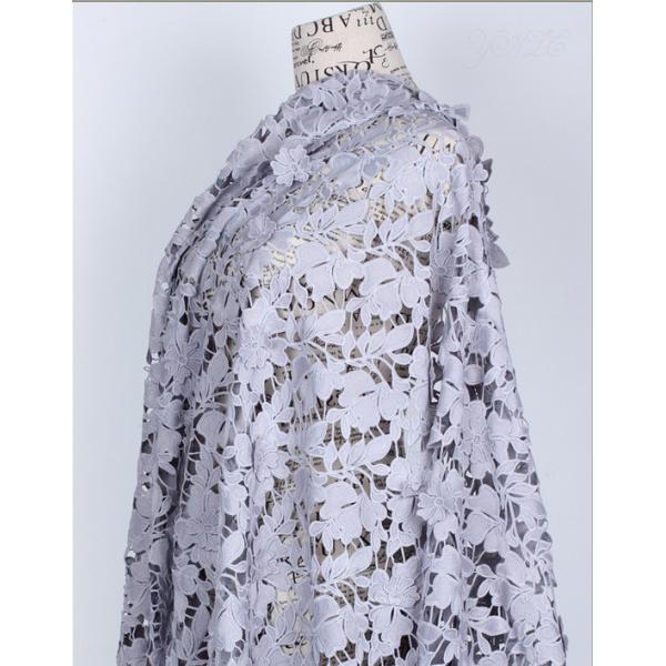 100% Cotton Fiber Water Soluble Embroidery Fabric with Lace applique Black Ivory Double Color