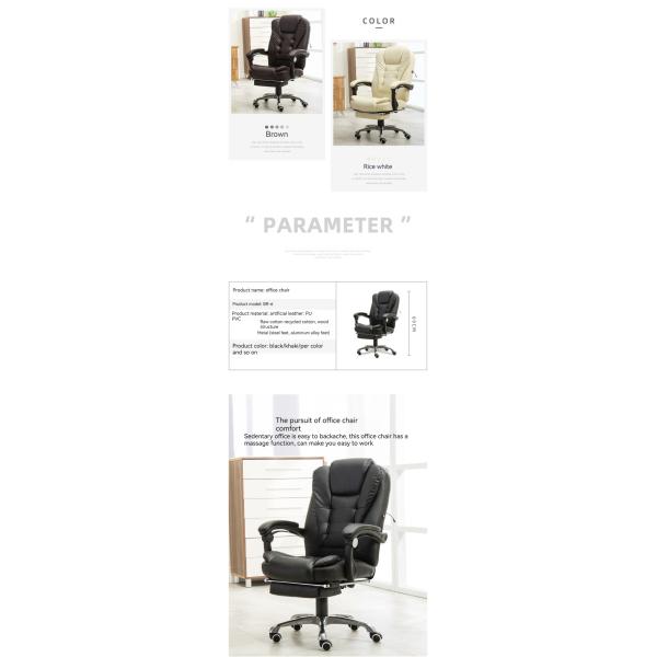 Управленческий стул из черной кожи с подбородком и широкой спиной с регулируемой высотой