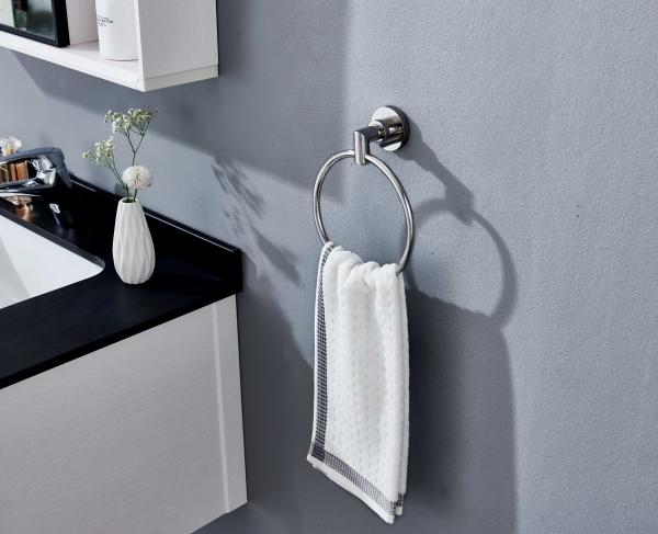 Heavy Duty Bathroom Towel Rings Simple Round Polished 304 Stainless Paper Towel Holder Wall Mount