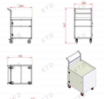 Vertical Aluminum Tube Repair And Maintenance Tool Trolley Carts Corrosion Resistant