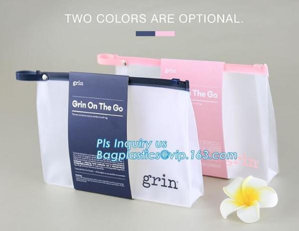 Portable Clear PVC Slider Zipper Cosmetic Makeup Bag, Water proof slider pvc toiletry bag vinyl beachwear cosmetic bag