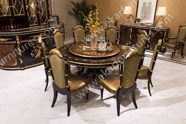 Alibaba wholesale Italy antique wooden round rotating dining table TN-029N