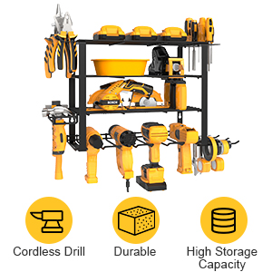 Effortlessly Organize and Access Power Tools with Floating Tool Shelves and Pegboard