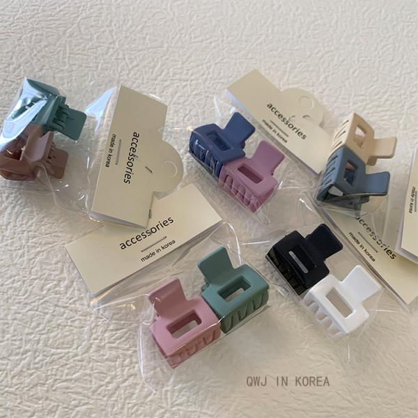 Temperament kids girls resin accessories matte cute square small clip Morandi fringe clip Hair clip headpiece