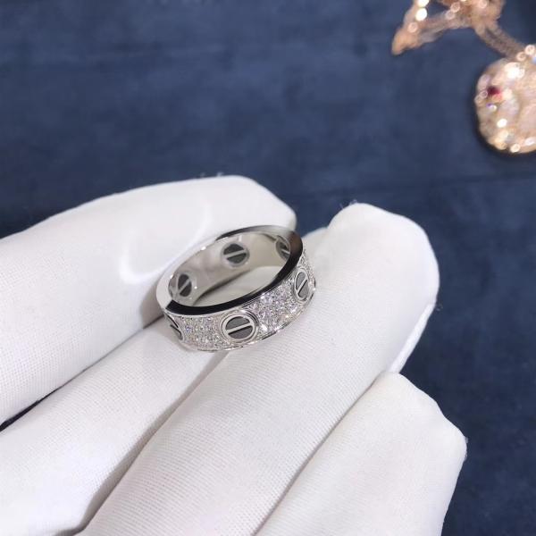 Factory Custom Fine Jewelry 18k White Gold Natural Vs Diamond Jewelry Car Tier LOVE Ring, Diamond-Paved, Ceramic