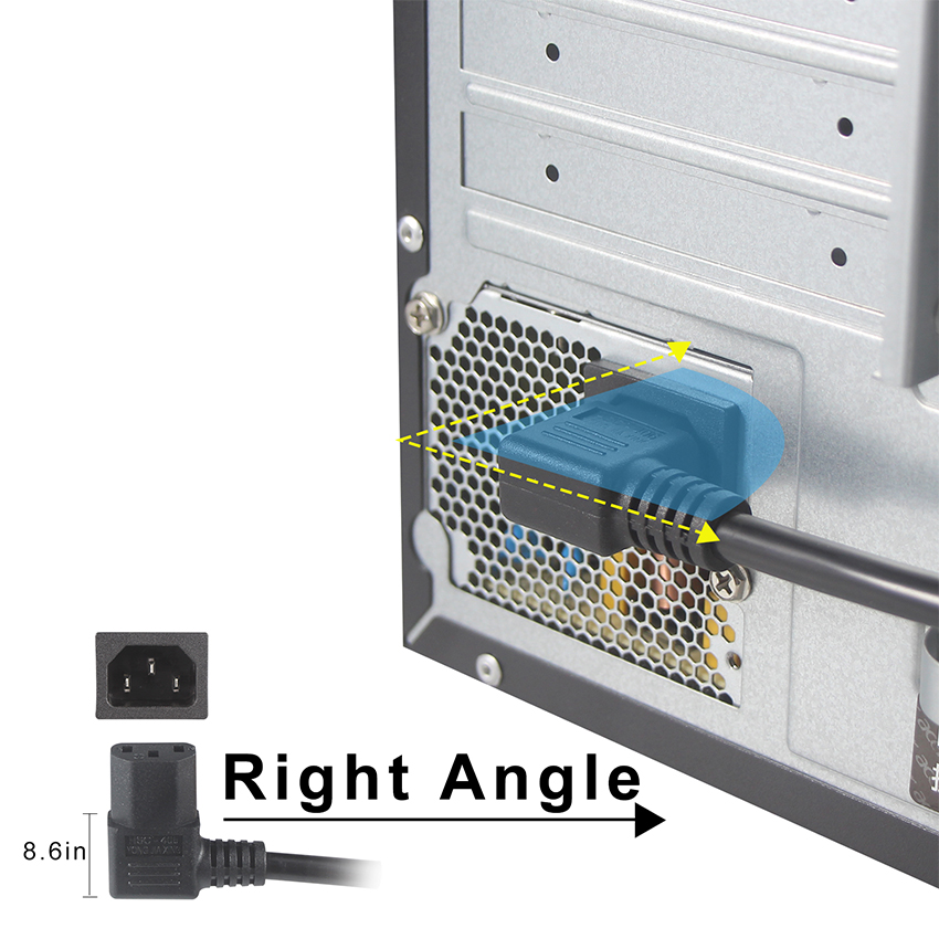Кабель питания US 3 Pin Plug to Right Angle IEC C13, 3 фута