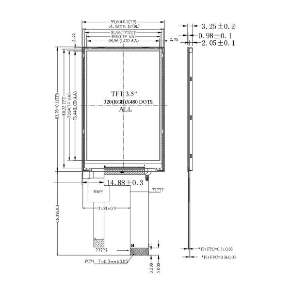 320*480 3.5 Inch TFT LCD Touch Screen