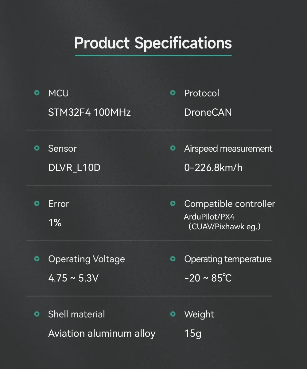 New Cuav Skye 2 Nano  Dlvr High Accuracy and Linearity Airspeed Sensor Supports Ardupilot / Px4 for Rc Model Airplane