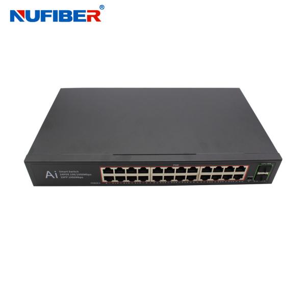 Gigabit POE Switch 24*10/100/1000Mbps PoE port to 2*1000M SFP Slot DESKTOP/Rack Mounting with Bracket