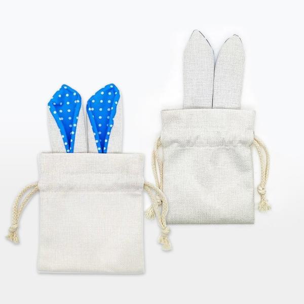DIY Sublimation Easter Bunny Ear Drawstring Bag Sublimation Blank Plain Bunny Gift Bag Easter Bucket Basket