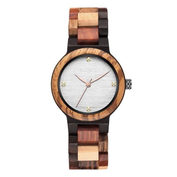 1.65 Inch Wooden Wrist Watch 3BAR Quartz Female Wooden  Dial Blue White