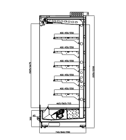 GAEA290M Open Showcase Refrigerator Display Multideck Open Chiller for Fruit Vegetable Milk