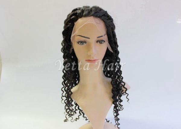 Cabelo encaracolado profundo do Virgin liso/100 perucas da parte dianteira do laço do cabelo humano com cabelo do bebê