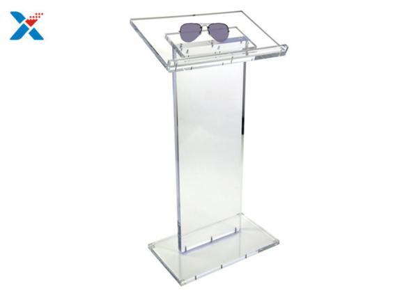 Clear Church Acrylic Display Stands Acrylic Lecterns And PodiumsHost Desk With Shelf
