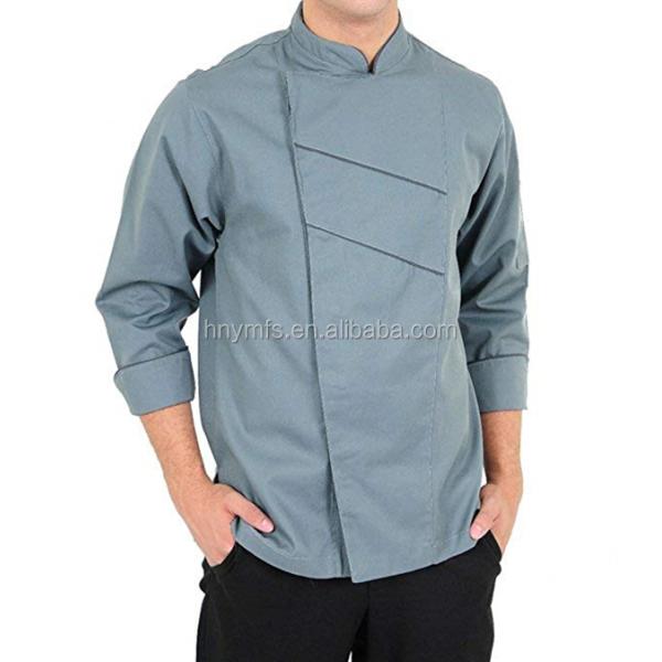 Long Sleeve Customized White Black Poly - Cotton Blend Modern Chef Coats