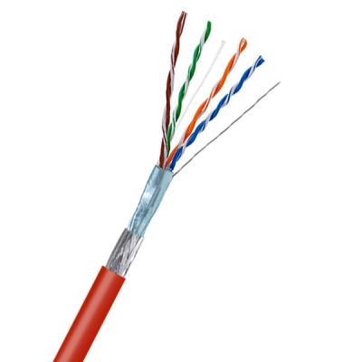 0.510mm Bare Copper Cat5e SFTP 24AWG Red PVC Jacket Wire 1000FT