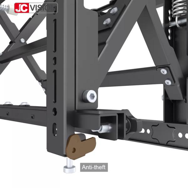 O serviço completo elimina o suporte da montagem da parede da tevê laminou o preto de aço do pó