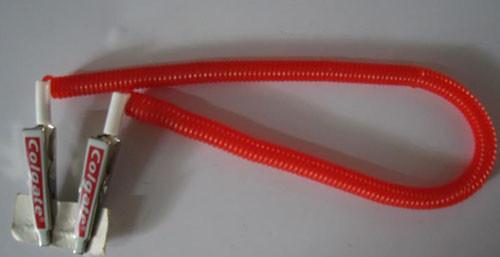 Hot selling for dental promotion using red color plastic coiled lanyard w/metal logo clip