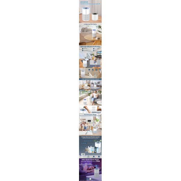 Plastic Material Remote Control Desktop Air Purifier With HEPA Filter Household Use