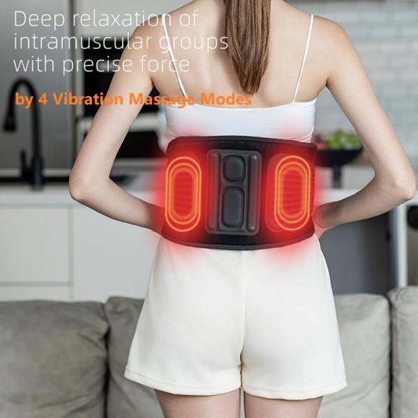 Rechargeable Waist Massage Belt Hot Wave Lumbar Support Vibration Red Light Therapy