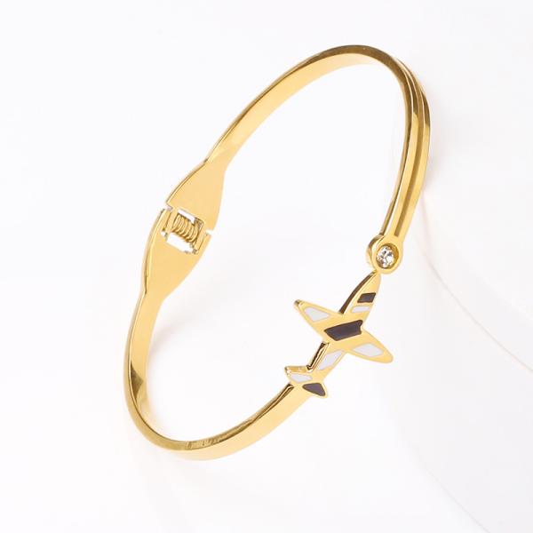 Stainless Steel aircraft bracelet 18k gold titanium spring drip oil Creative gift accessories wholesale yiwu