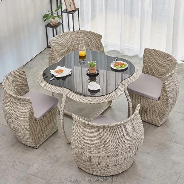Space Saving Outdoor Garden Chair and Table Rattan Furniture Bistro Cafe Set for Garden