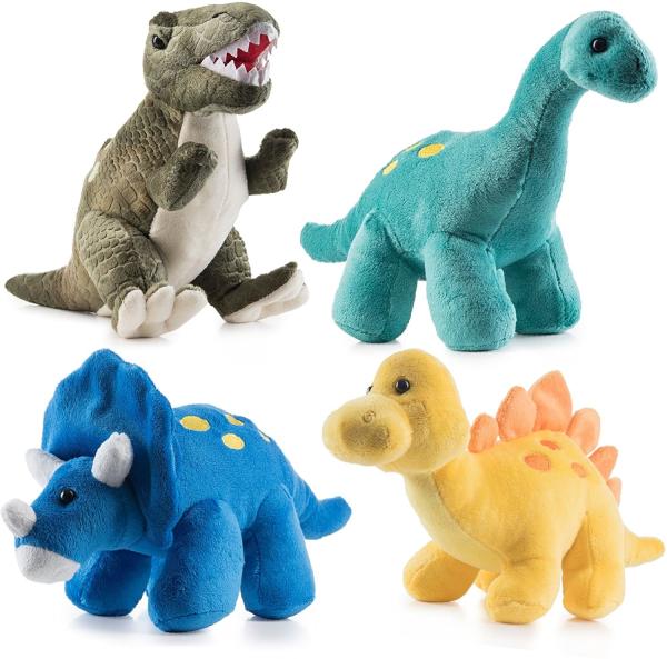 Green Tyrannosaurus plush toy with long pointed teeth A dinosaur plush toy made of embossed shearing plush