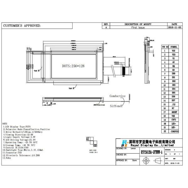 характер УДАРА 256X128 FSTN положительный показывает соединитель S1D13700 FFC