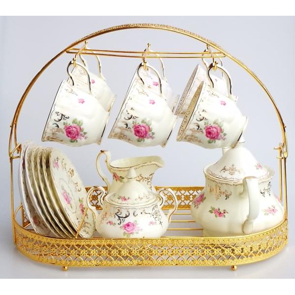 Gold Plated Six Hooks Tea Cup Holder Stand For Decoration