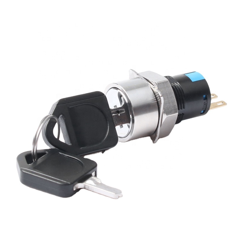16mm Panel Mount Electronic Stainless Steel IP65 250V ON-OFF 2 Position 1NO1NC 3 Pin Latching Waterproof Rotary Head Switches