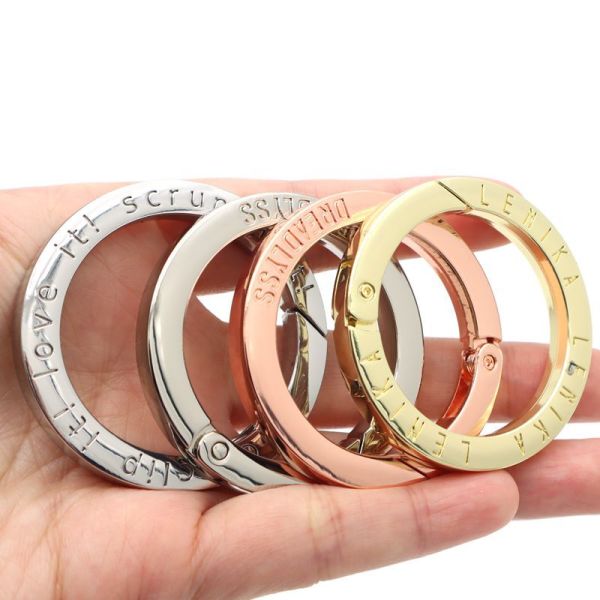 Durable Quality Gurantee Metal Big Spring O Ring Gold Plating Custom Logo Carabiner Clasp
