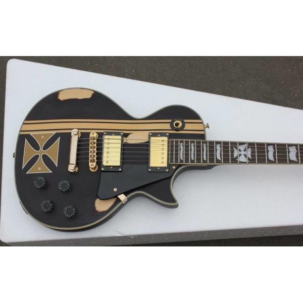 BLACK ESP style solid body guitar,gold hardware,single cutaway Tuneomatic/stoptail bridge 2xHBsFree shipping direct from