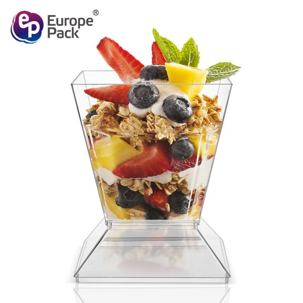 Party supplies dessert square reusable plastic cup with lid