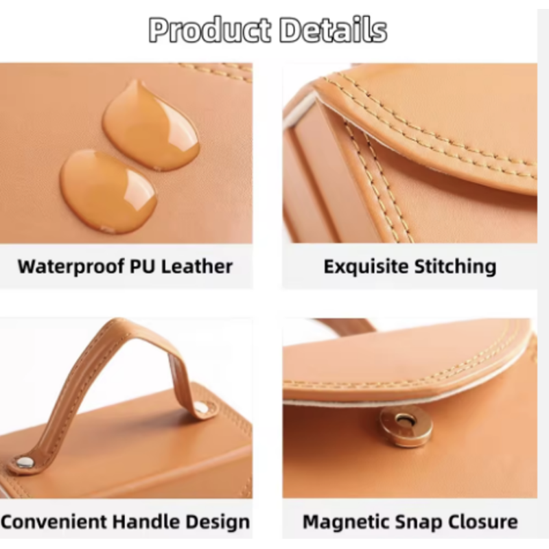 Portable Folding PU Leather Jewelry Boxes Luxury Leather Travel Jewelry Organizer