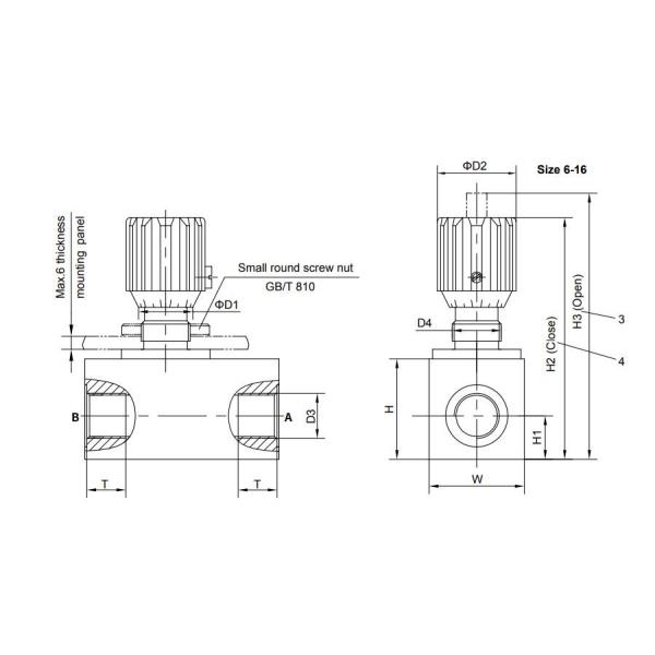 Variable Hydraulic Flow Valve In Line 375 L/min threaded 350Bar NG6-30 DV(P)