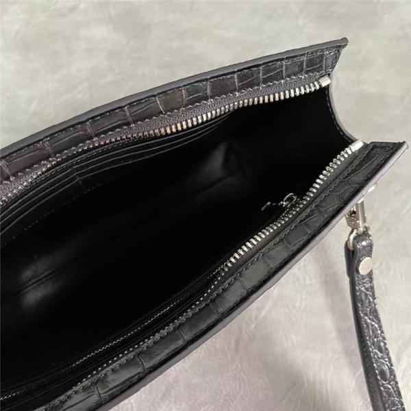 Authentic Crocodile Skin Businessmen Envelop Clutch Wristlets Purse Genuine Alligator Leather Male Large Card Holders