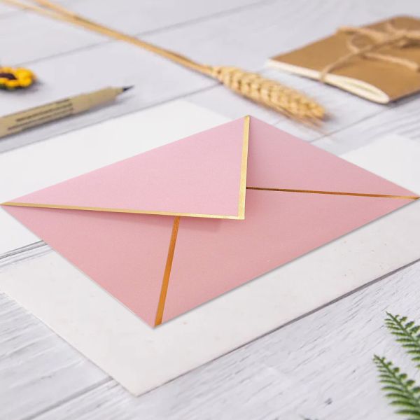 Rose Gold Pink Bronzing Paper Invitation Envelope Custom Logo