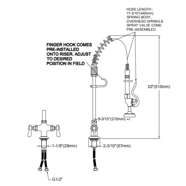 FDA Commercial Brass Pre Rinse Faucet Deck Mount
