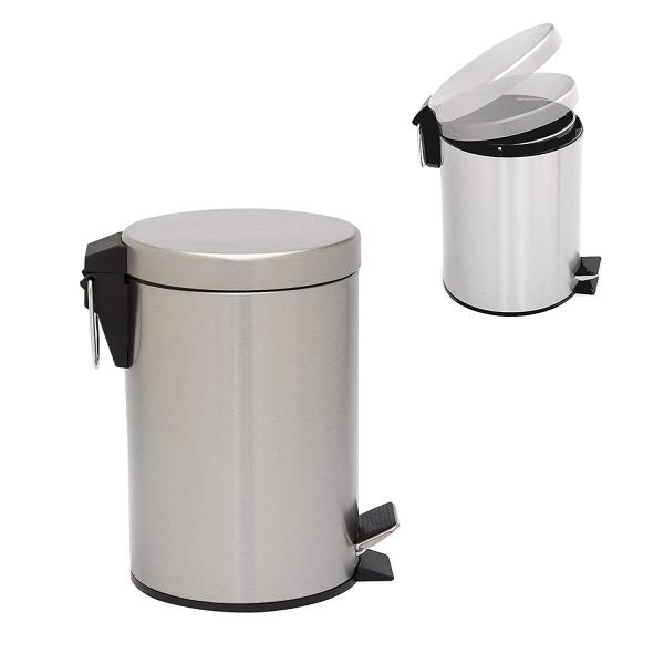 Eco - Friendly Indoor Trash Can white Stainless Steel Pedal Bin 3L Round with Lid