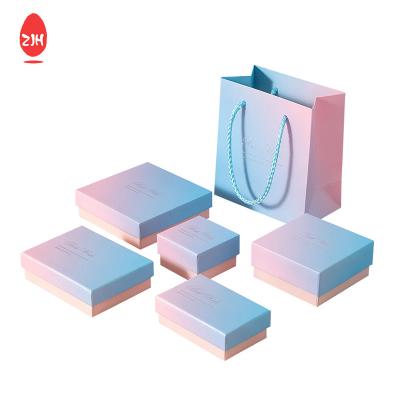Oem Senior  Silver Stamping Cardboard Gift Packaging Box Blue Pink Gradient