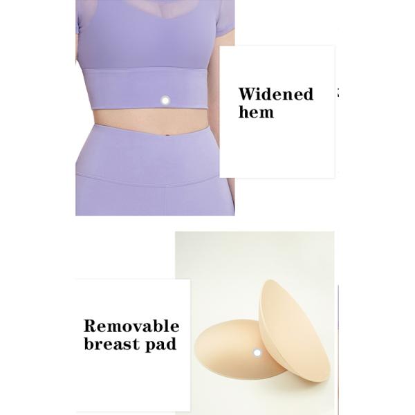 Mesh Short Sleeve 2 Piece Womens Sports Bra Running Leisure Yoga Bra