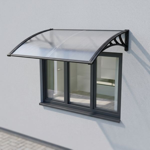 Mannual Polycarbonate Window Awning With Transparent 2.5mm Polycarbonate Solid Sheet Or 5.0mm Polycarbonate Hollow Sheet Made From PC Materials Of Board