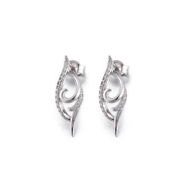Dolphin 925 Silver CZ Earrings 2.52g 3mm Cubic Zirconia Stud Earrings