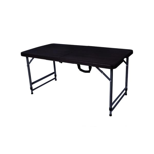 4 Foot Height Black Plastic Folding Tables Fold In Half Round 118cm Wood Grain