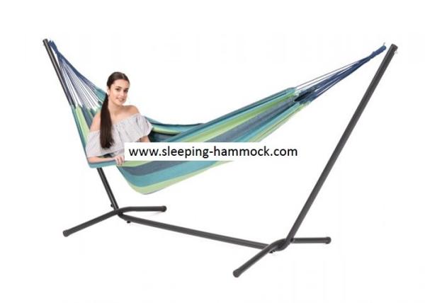 Extra Wide Brazilian Style Double Hammock  With Carry Bag Outdoor Indoor Blue Green Stripe