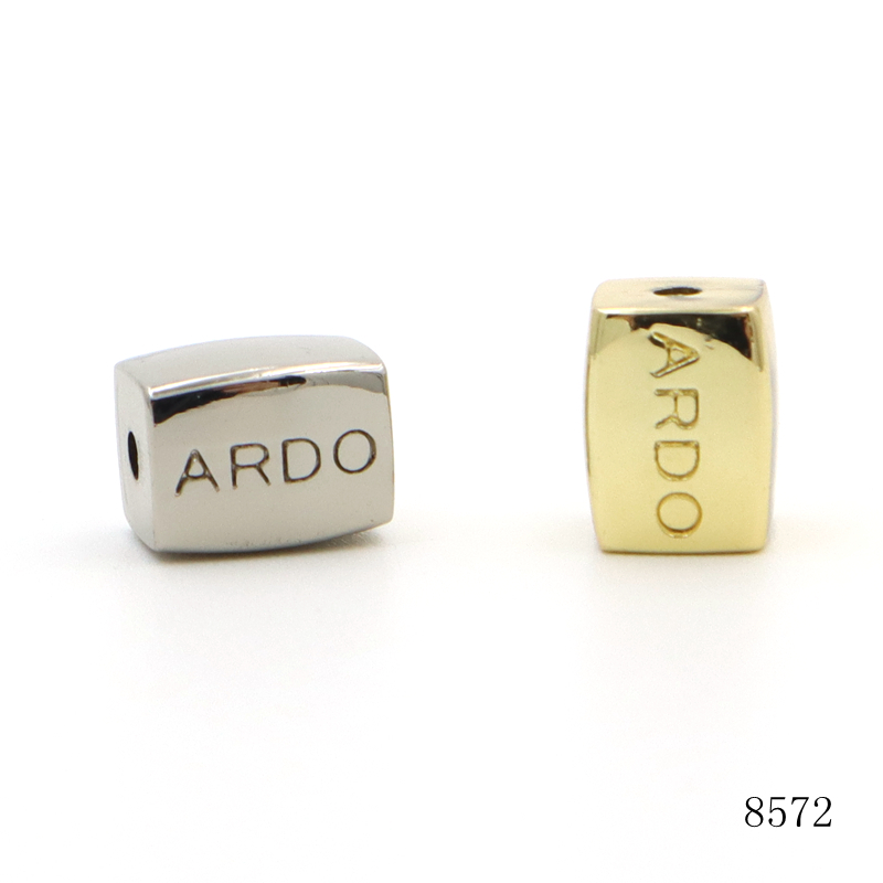 10mm Square Metal Alloy Bead With Text Engraving Custom Bracelet Space Beads