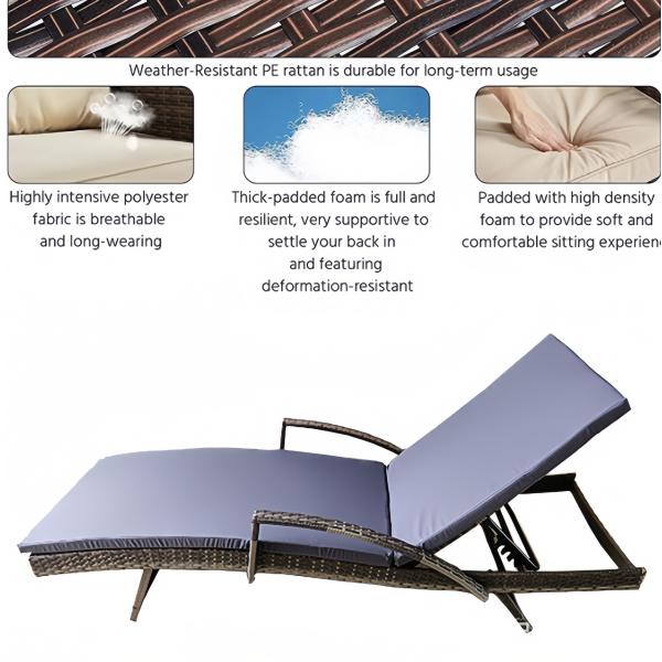 PE Poly Rattan Garden Outdoor Indoor Rattan Lounge Chair Beach Sun Holiday Patio Outdoor Furniture Sets